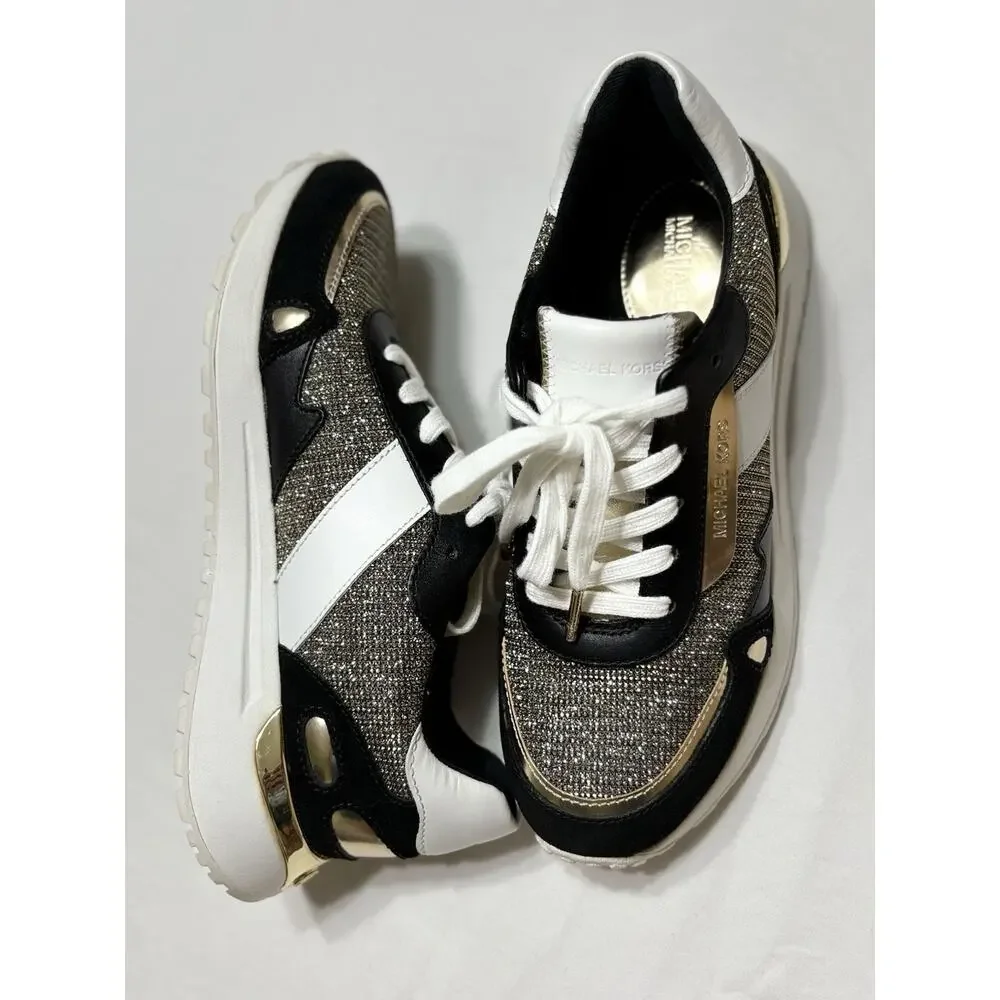 Michael Kors Womens Monroe Trainer Glitter Chain Mesh Sneakers Size US 6 M New